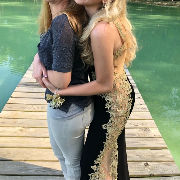 Jovani Dresses & Skirts - Jovani Black & Gold Prom Dress